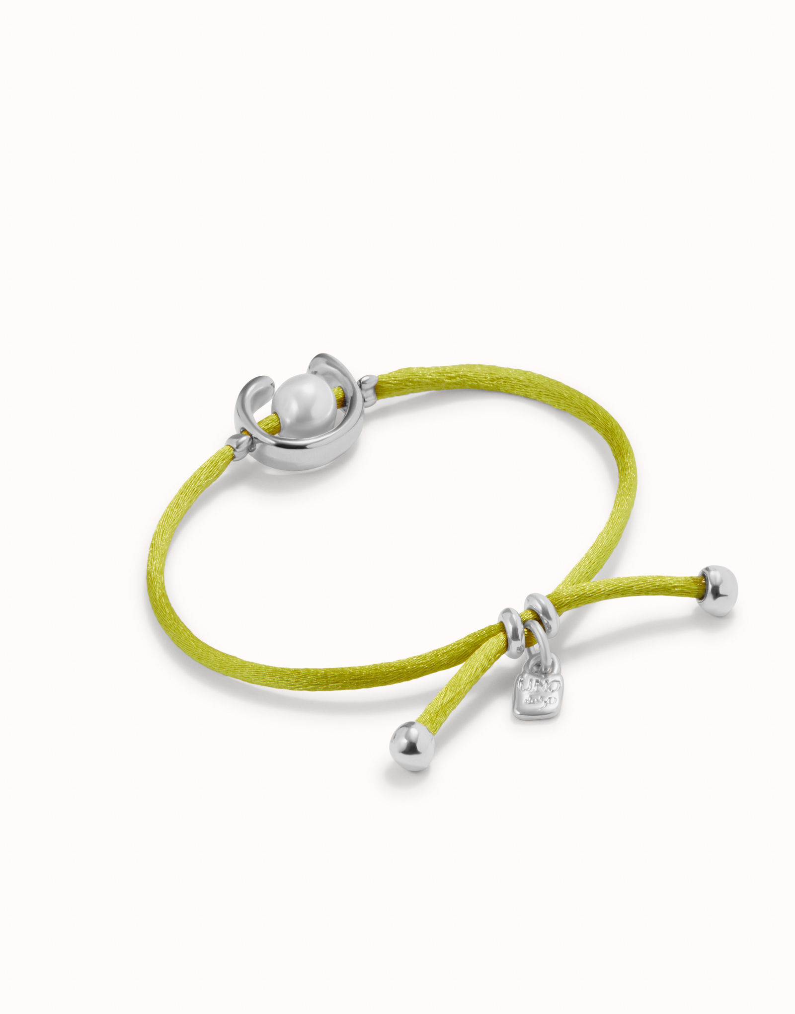 18K gold-plated lime thread bracelet with shell pearl accessory., Golden, large image number null